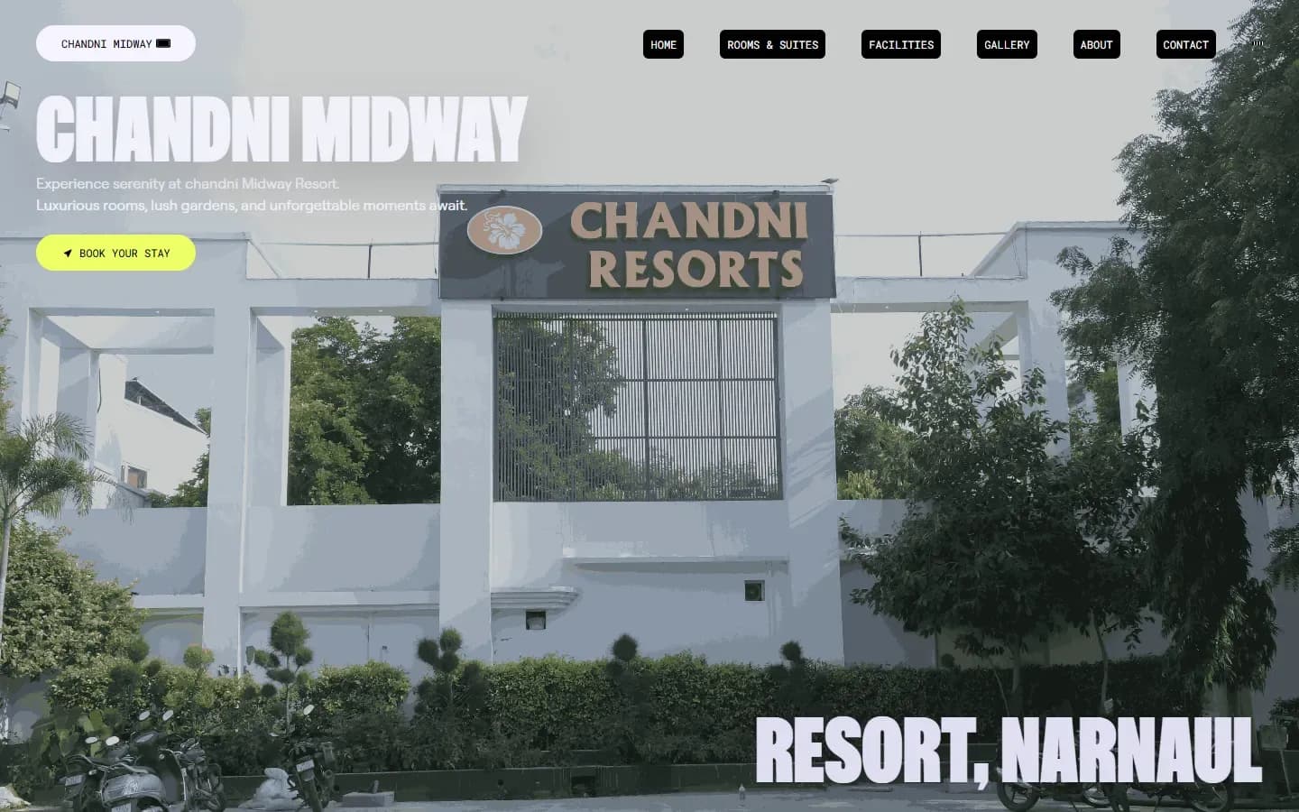 Chandni Resorts website home page on desktop