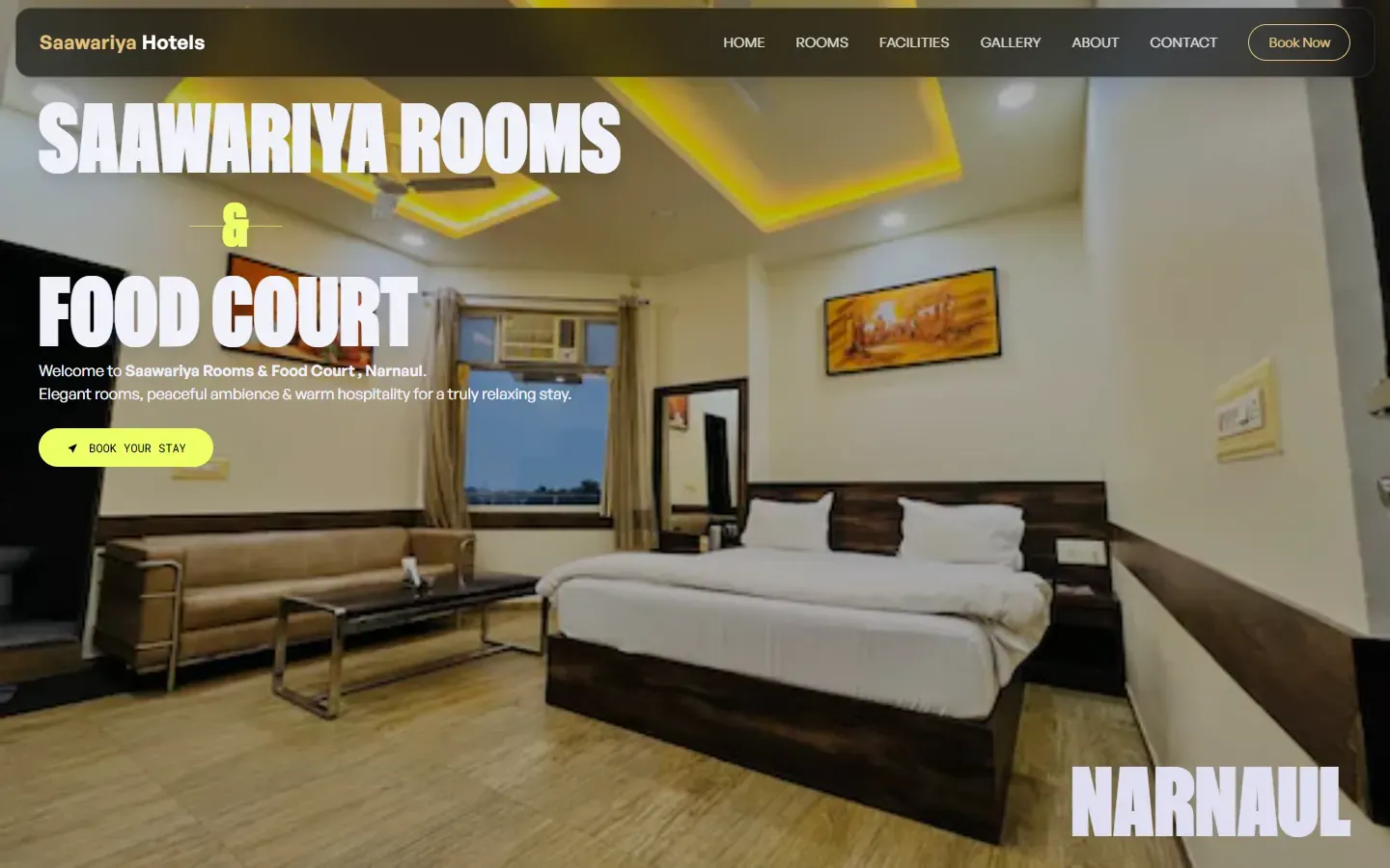 Saawariya Hotels website home page on desktop