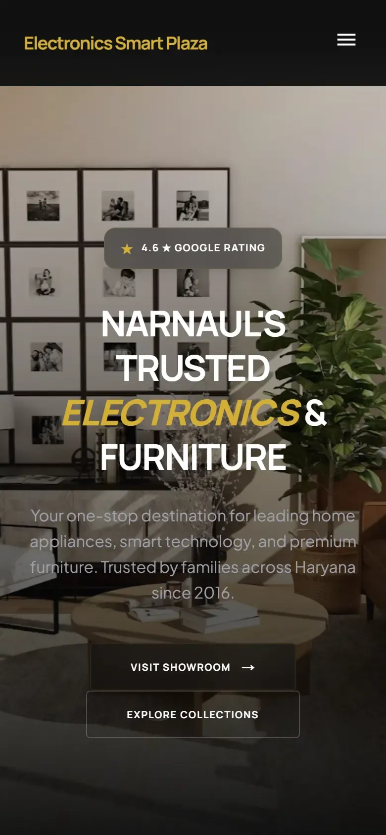 Electronics Smart Plaza website home page on a phone