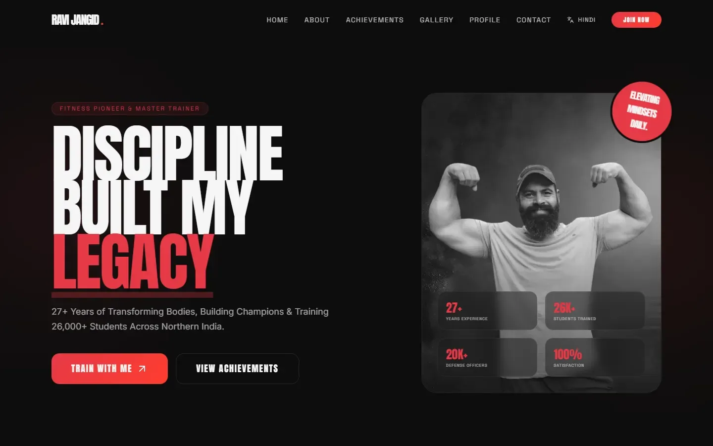 Ravi Jangid website home page on desktop